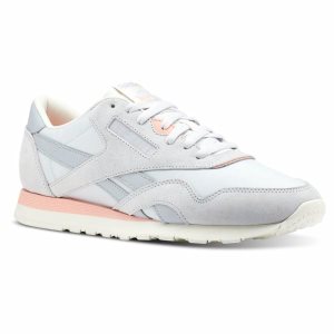 Reebok Classic Nylon Turnschuhe Herren - Weiß/Grau/Rosa - DE 015-YTM